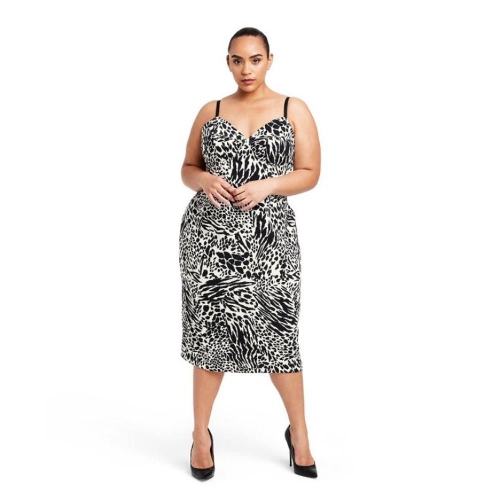 Sergio Hudson x Target Women’s animal print bustier midi dress plus size NWT